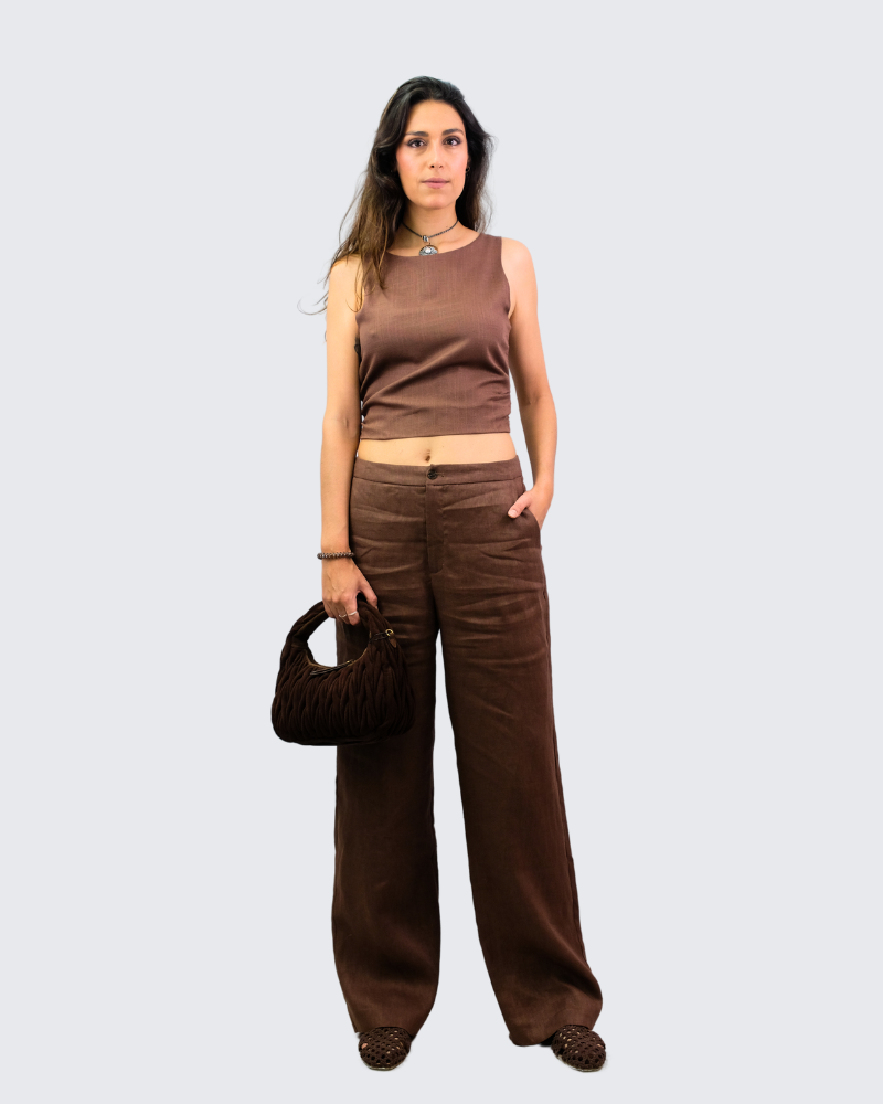 Pantalón lino arena P2419
