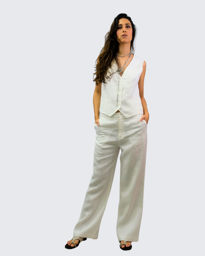 Pantalón lino arena P2419