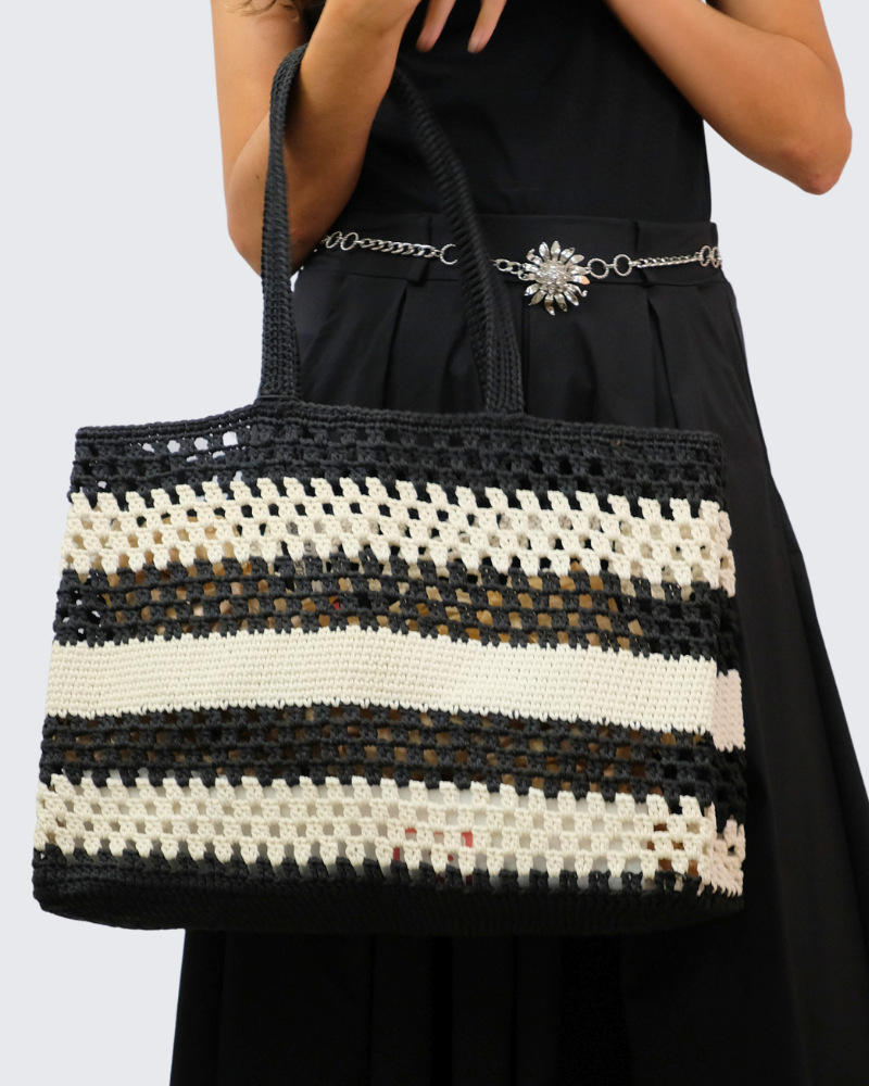 Capazo croche shopping rayado S0264