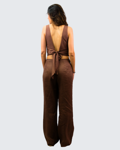 Pantalón lino arena P2419
