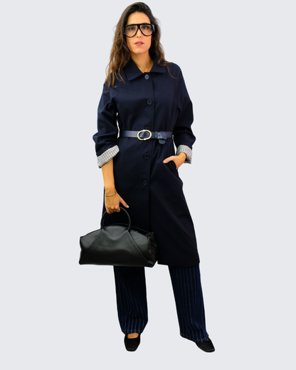 Gabardina larga cuadros V2586