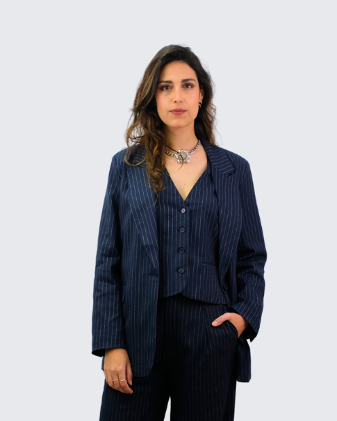 Blazer rayado lino V2412