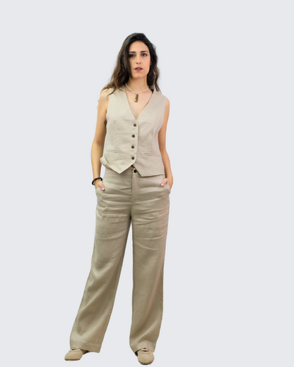 Pantalón lino arena P2419
