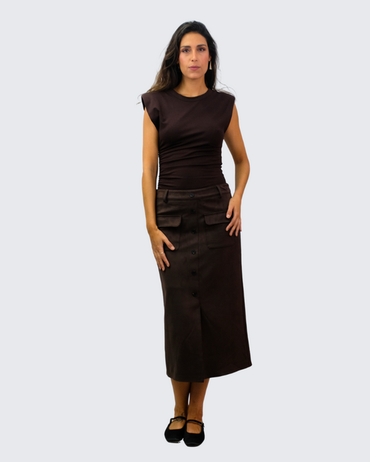 Falda antelina botones L9332