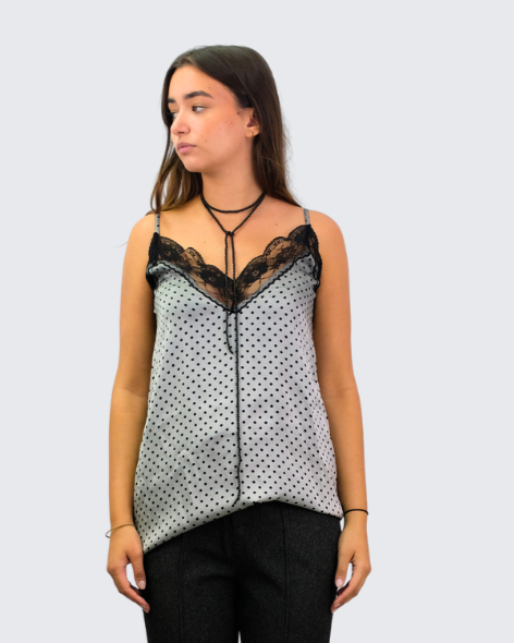 Vestido lencero corte lunares R19KA5