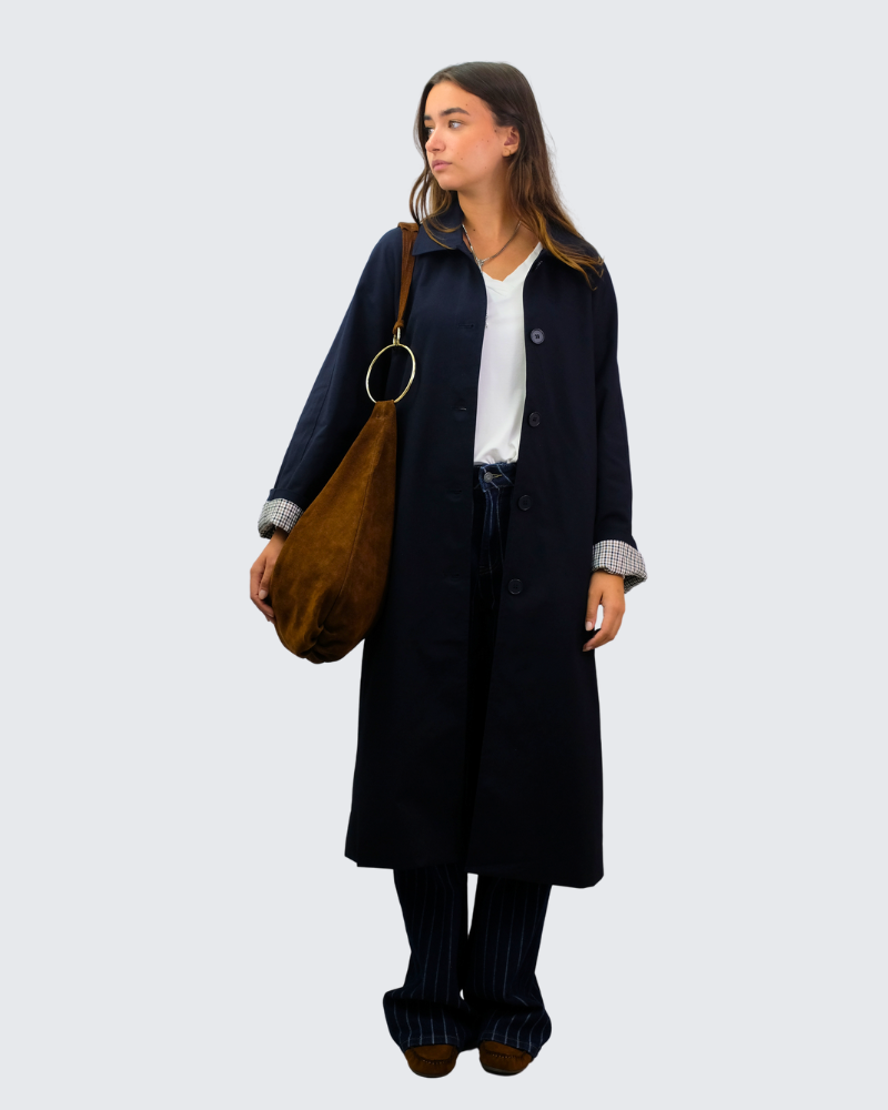 Gabardina larga cuadros V2586