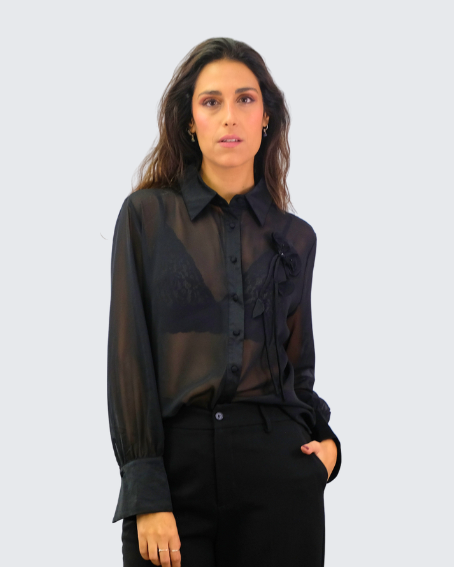 Camisa transparente flor 25318YC