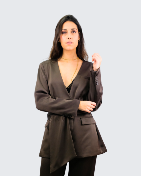 Blazer satén cinturón V26008