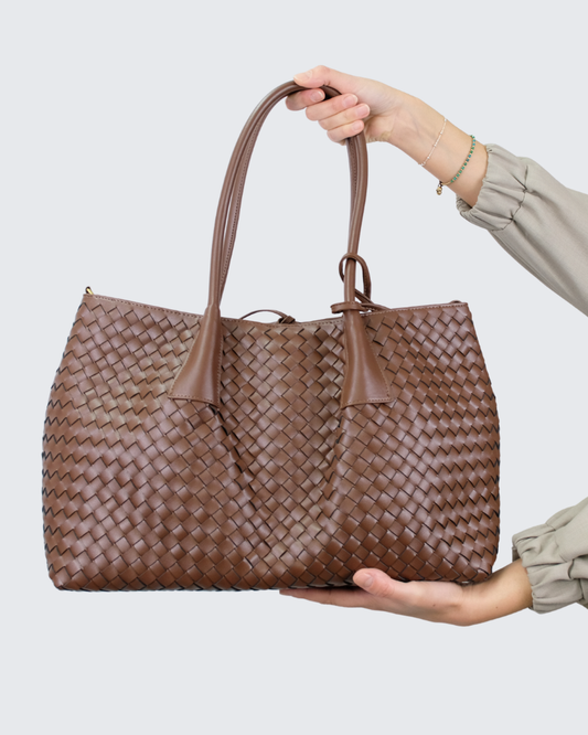 Bolso piel trenzado grande asas 8017670