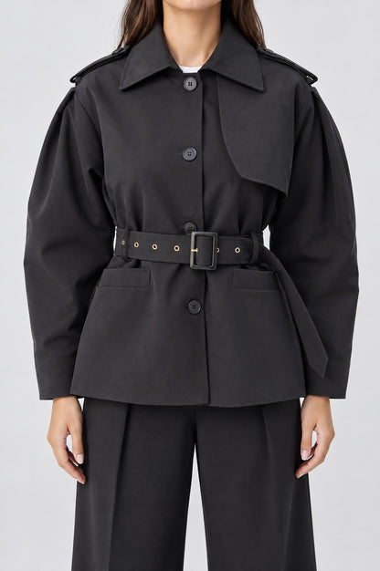 Gabardina manga abullonada V26159