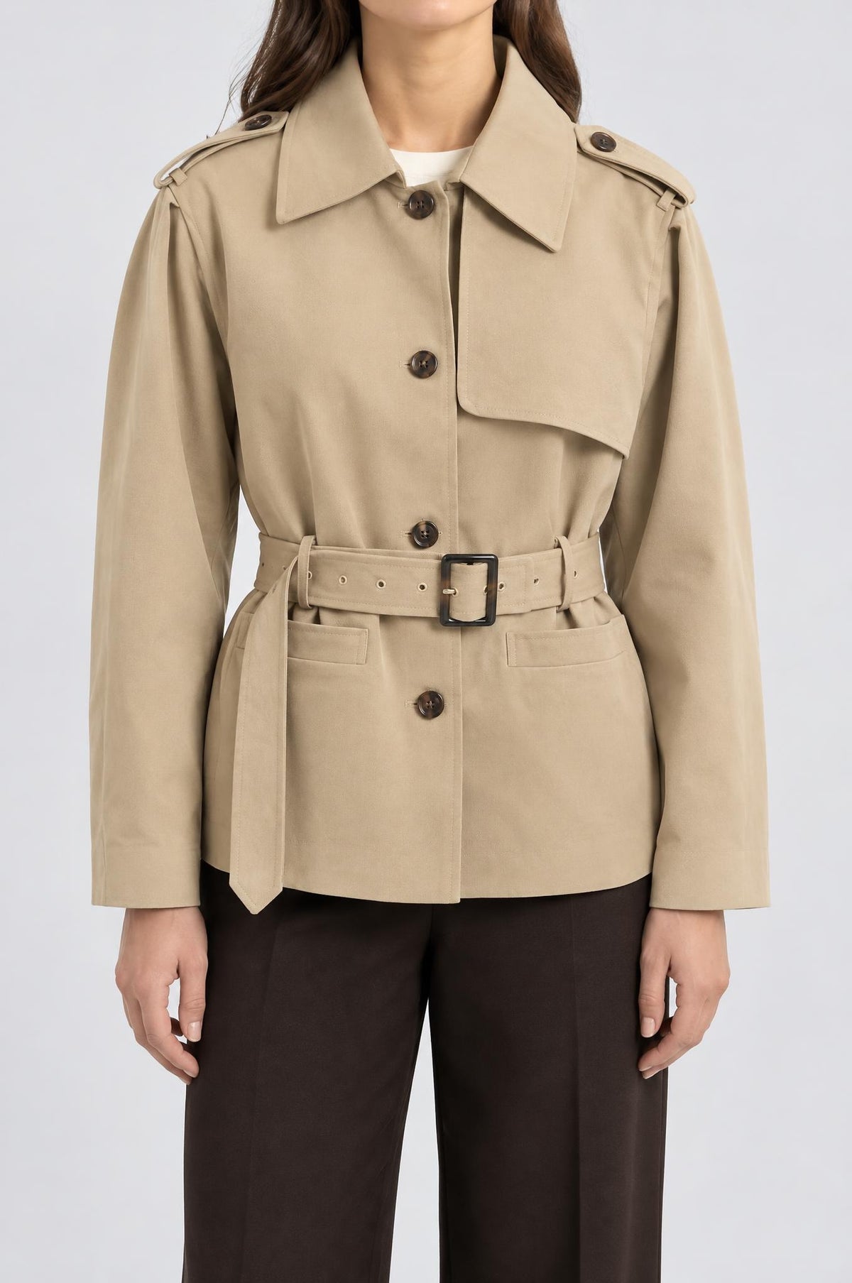 Gabardina manga abullonada V26159