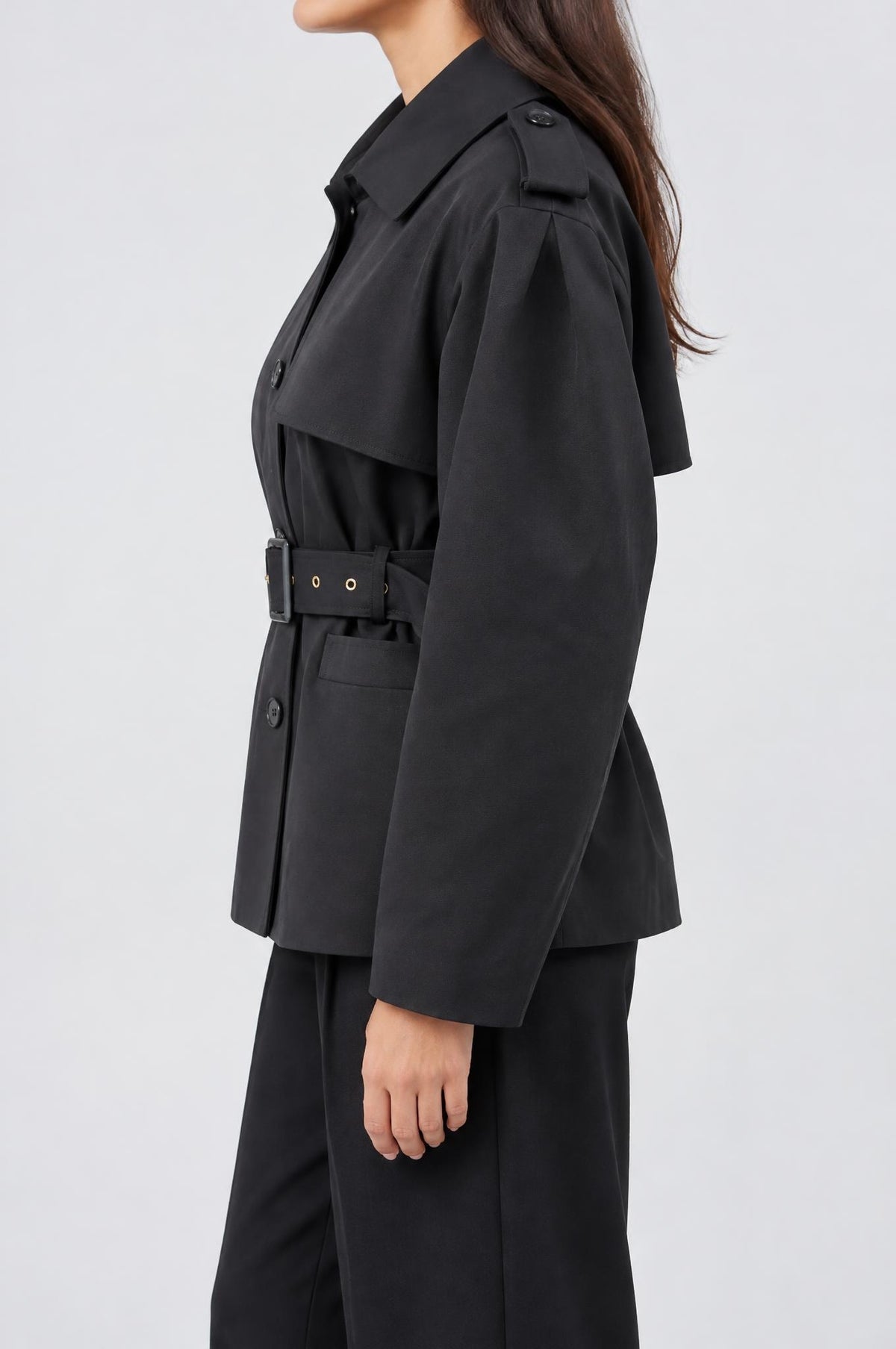 Gabardina manga abullonada V26159