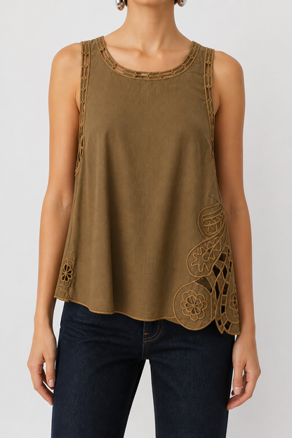 Top bordado lino Y062