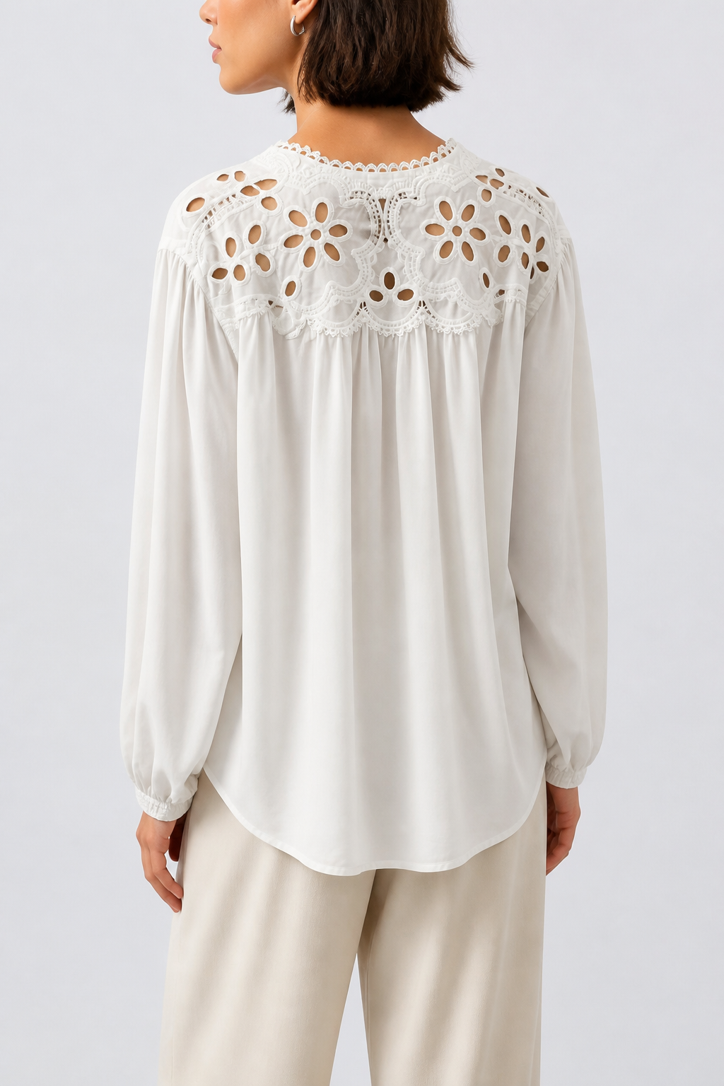 Camisa bordado manga abullonada Y050