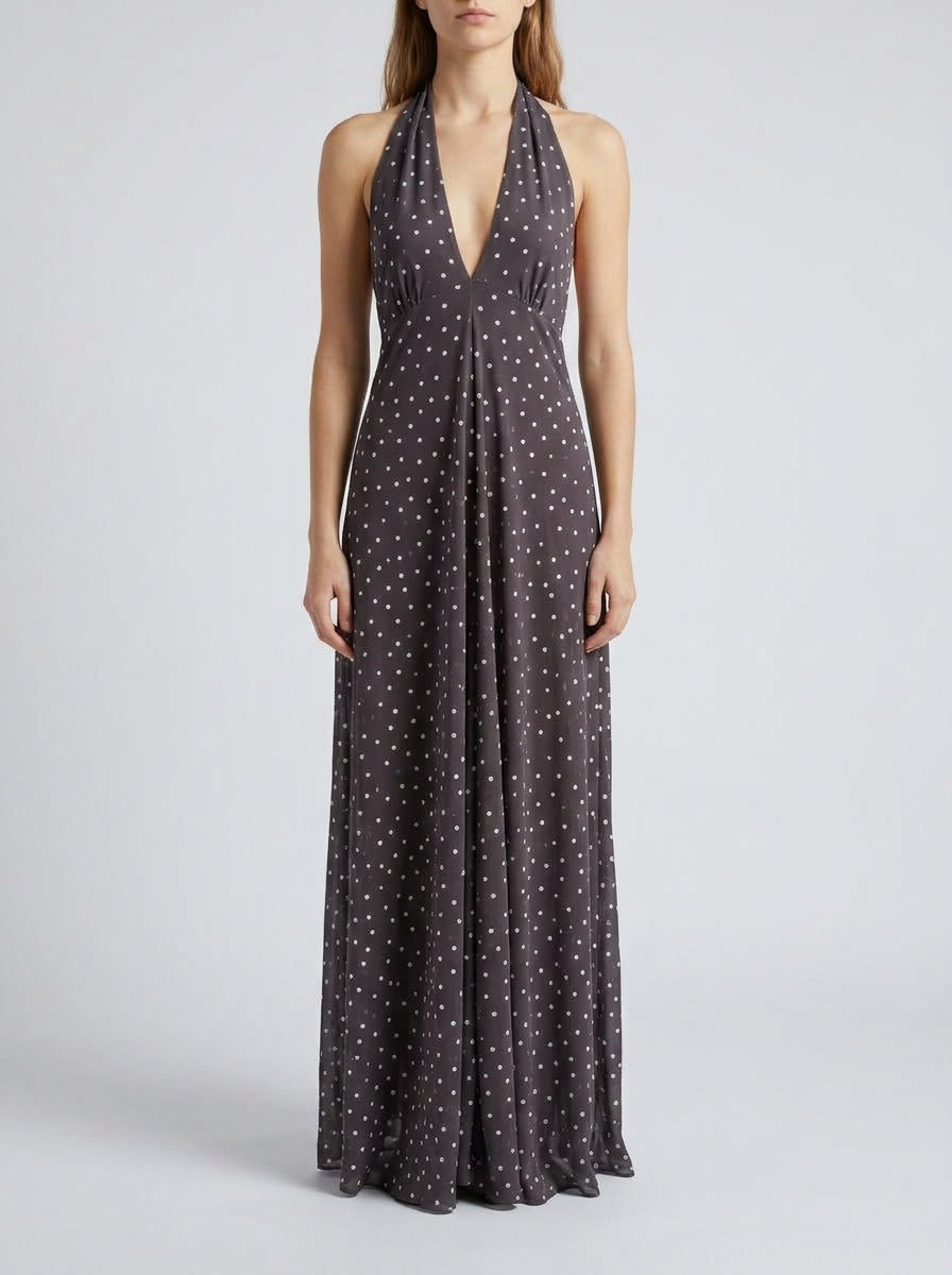 Vestido lunares escote LD3137