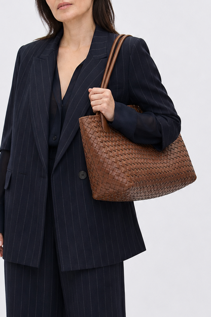 Bolso piel trenzado grande asas 8017670