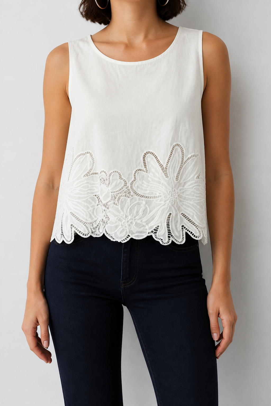 Top algodón con bordado Y071