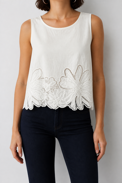 Top algodón con bordado Y071