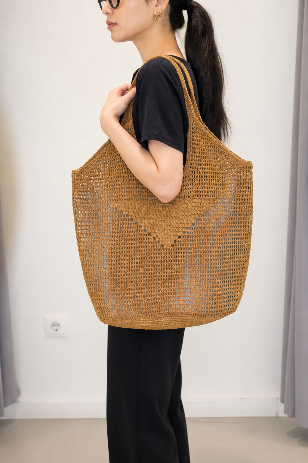 Bolso shopping clasic oval rafia 1001