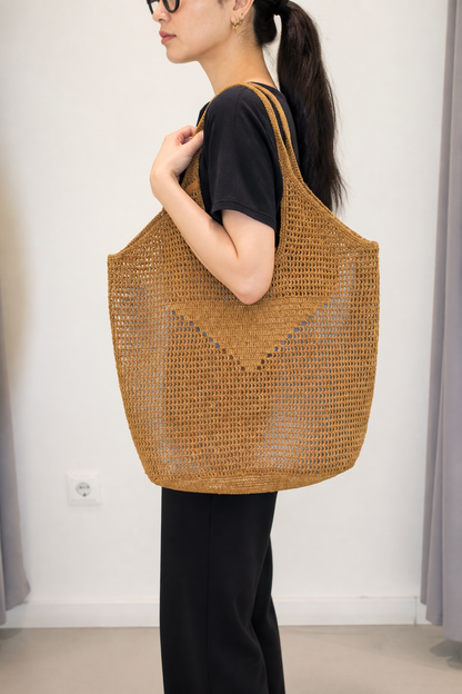 Bolso shopping clasic oval rafia 1001
