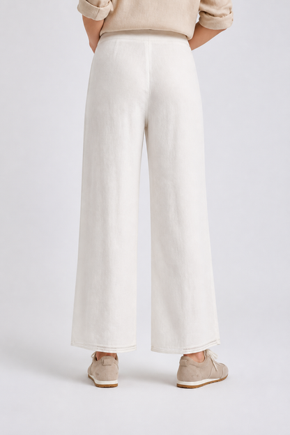 Pantalón remate bordado lino Y063