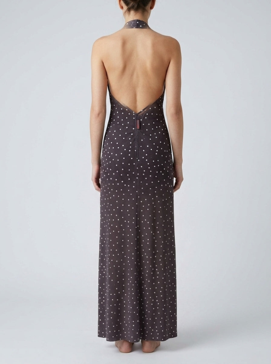 Vestido lunares escote LD3137